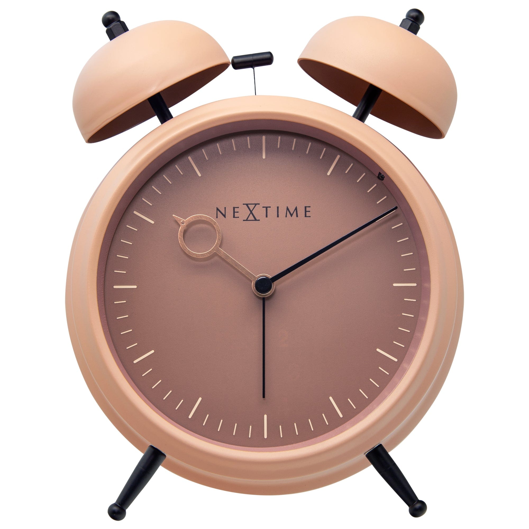 NeXtime Clocks golden hour metal alarm clock with light function, silent operation, 15x18x7cm tabletop timepiece